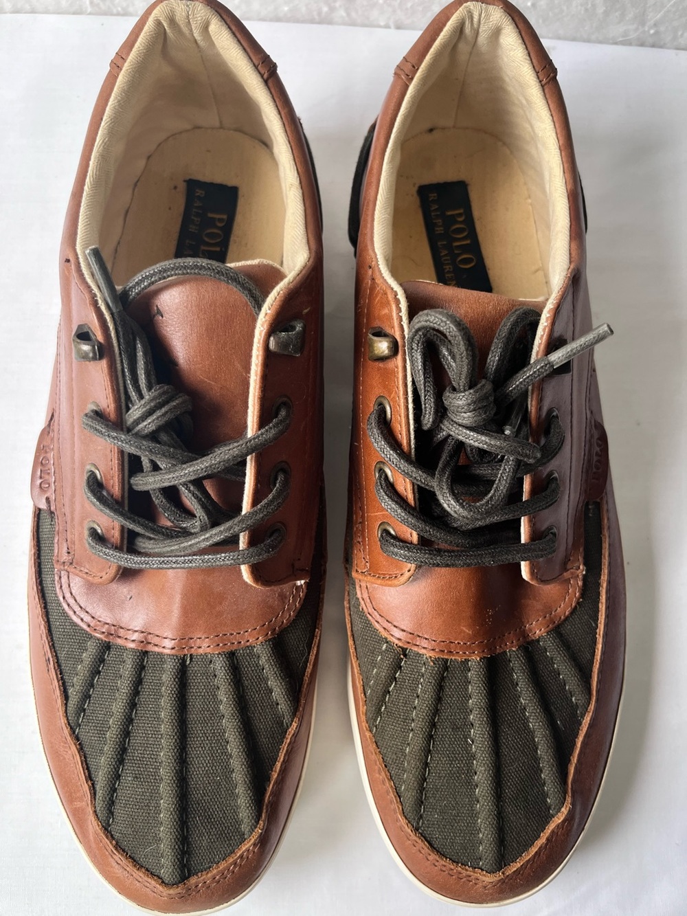 Polo Ralph Lauren Men Ramiro Leather & Canvas Shoes Size 11D